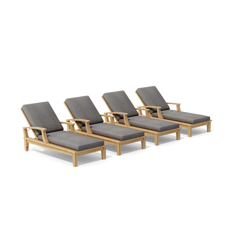 Brianna Outdoor Teak Chaise Lounge Set with Cushions
