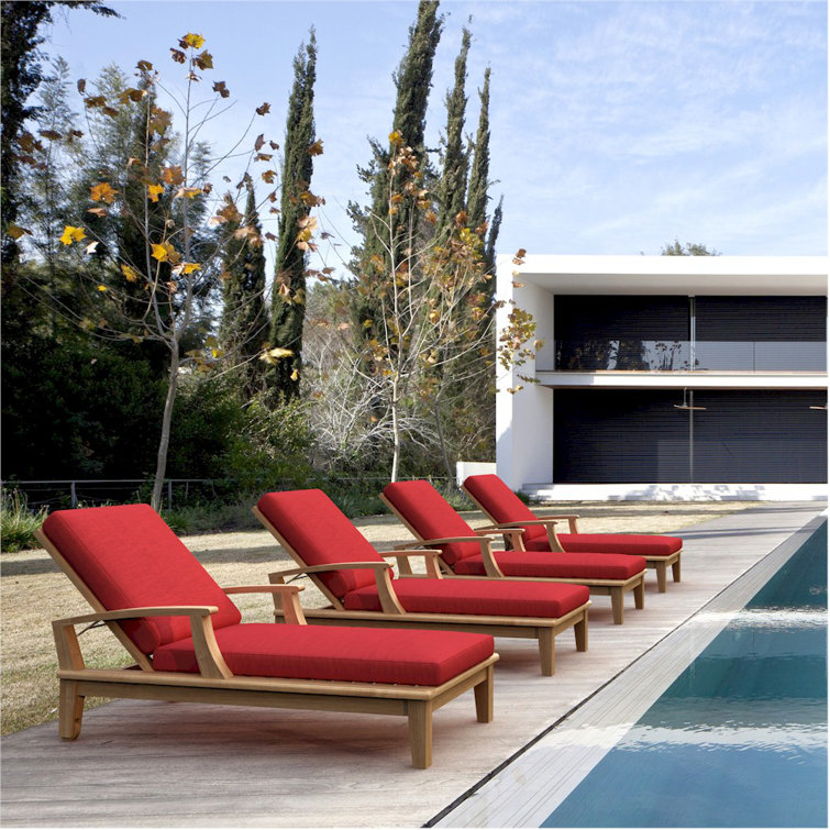 Brianna Outdoor Teak Chaise Lounge Set with Cushions