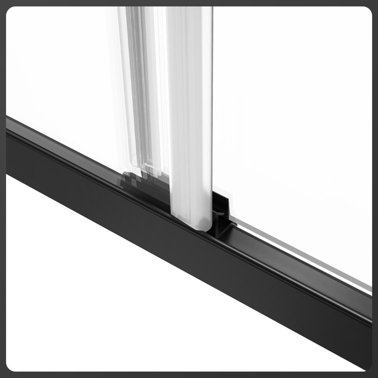 Matte Black Frameless Double Sliding Shower Door with Clear Glass