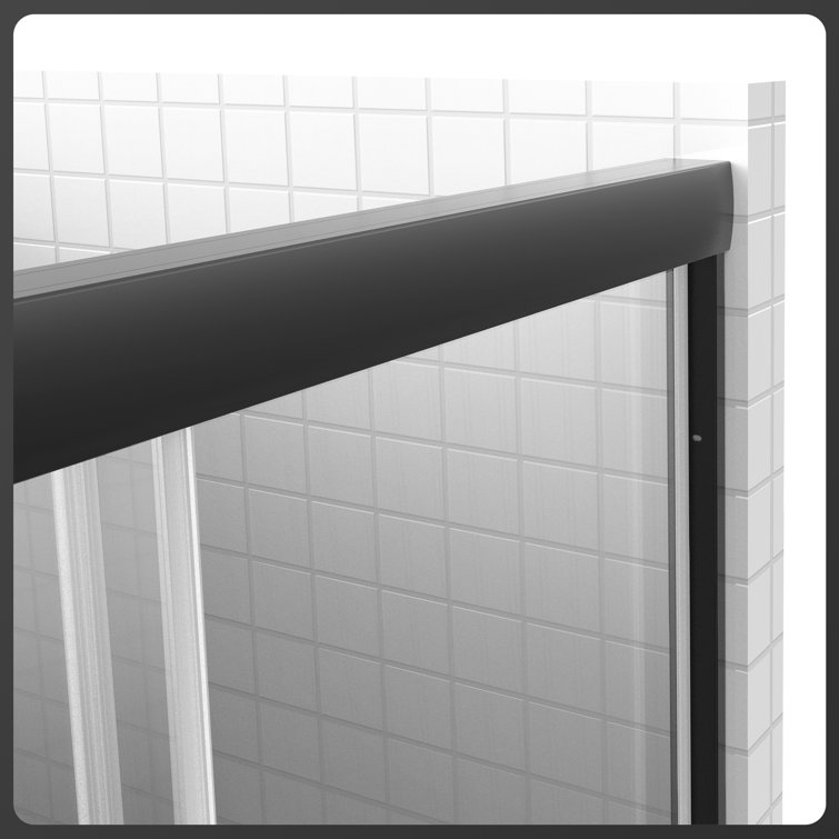 Matte Black Frameless Double Sliding Shower Door with Clear Glass