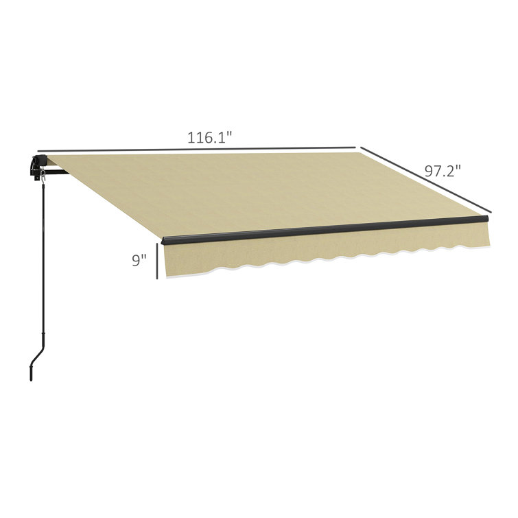 Outsunny Beige 98.5'' Retractable Patio Awning with Manual Crank