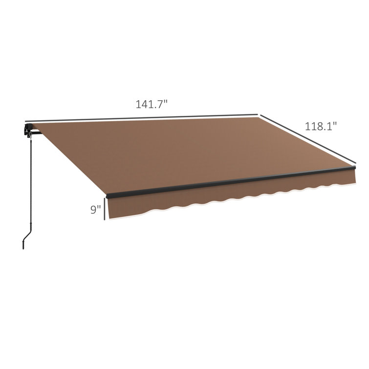 Coffee Brown 12' x 10' Retractable Awning with Manual Crank Handle