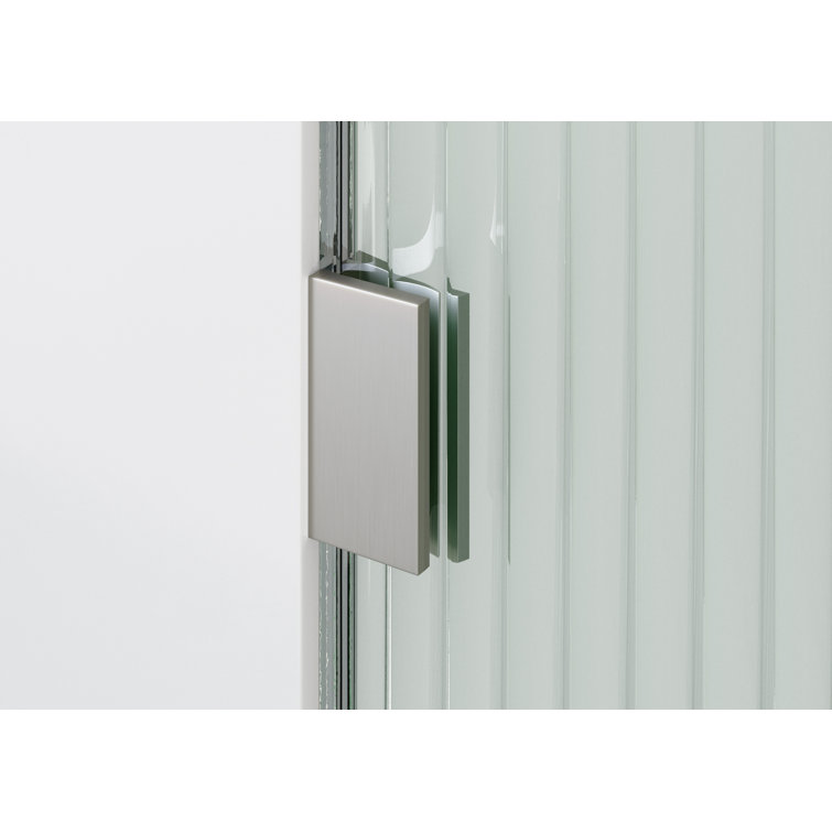 Aurora 34 in. x 58.25 in. Frameless Fluted Glass Bath Panel with Brass Hardware