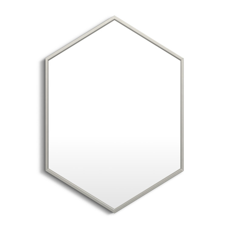 Modern Hexagon Full-Length Wall Mirror in Warm Silver