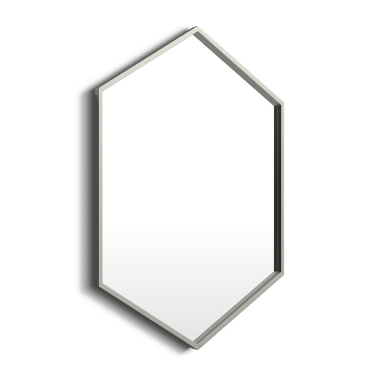 Modern Hexagon Full-Length Wall Mirror in Warm Silver