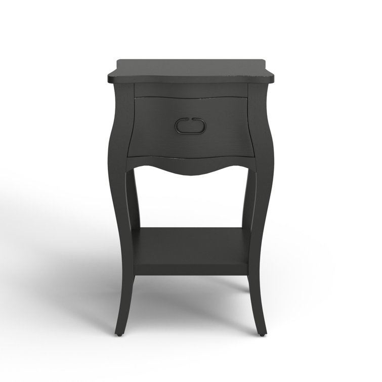 Rochelle Mahogany Black Nightstand with Iron Hardware and Shelf