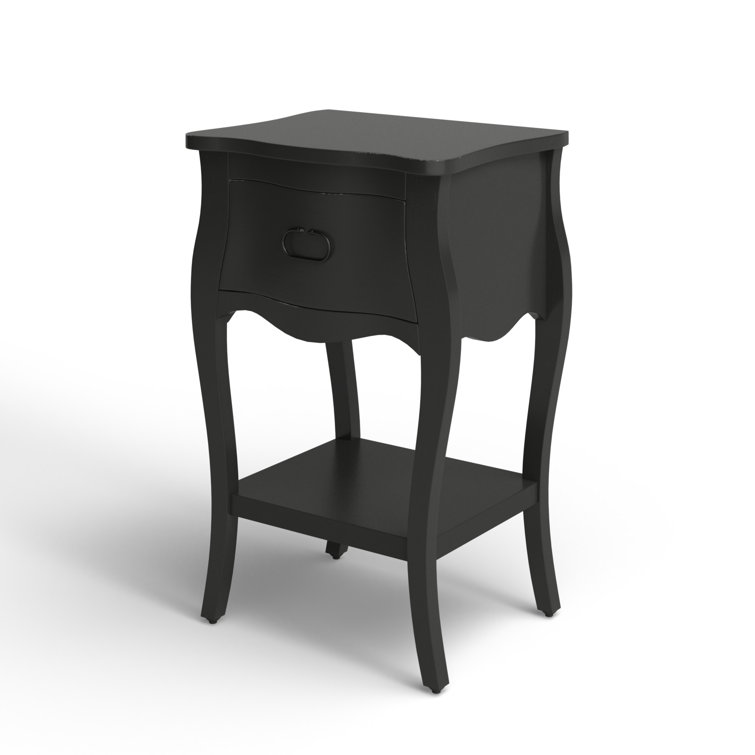 Rochelle Mahogany Black Nightstand with Iron Hardware and Shelf