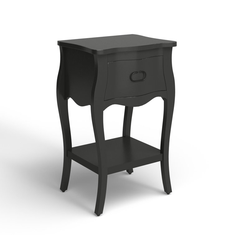 Rochelle Mahogany Black Nightstand with Iron Hardware and Shelf