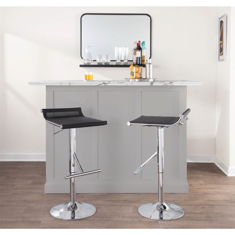 Sleek Mirage Swivel Adjustable Metal Bar Stool in Black