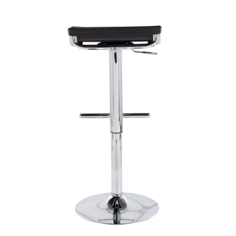 Sleek Mirage Swivel Adjustable Metal Bar Stool in Black