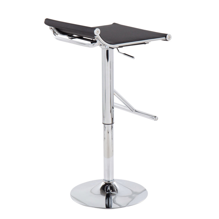 Sleek Mirage Swivel Adjustable Metal Bar Stool in Black
