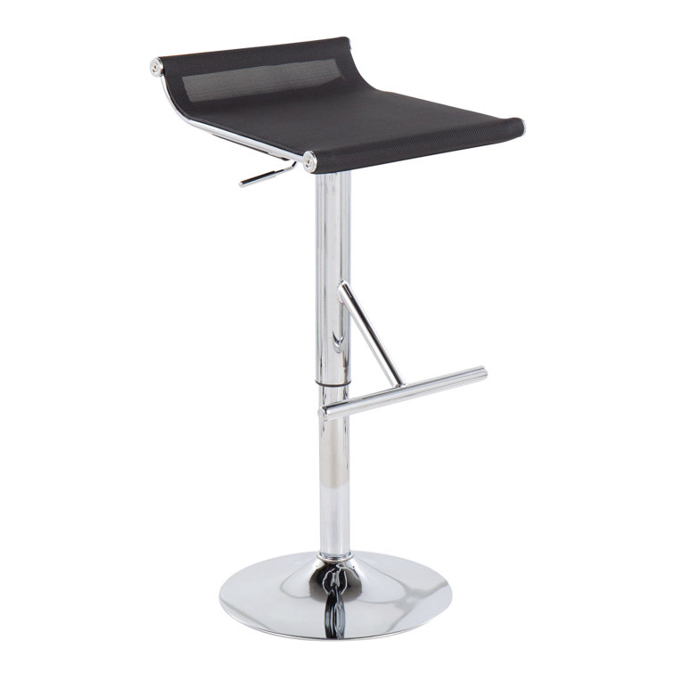 Sleek Mirage Swivel Adjustable Metal Bar Stool in Black