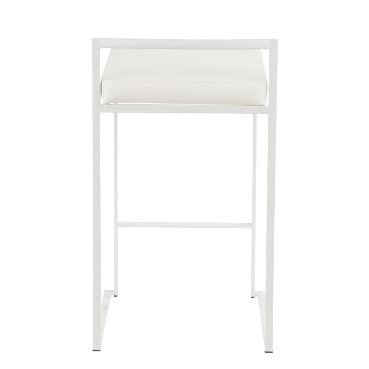 Contemporary Fuji 31" White Faux Leather Counter Stool