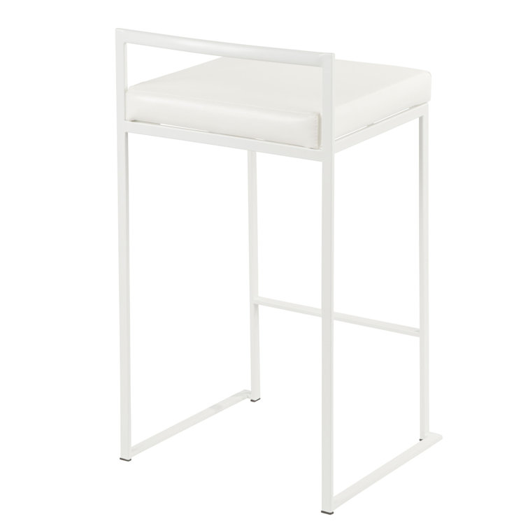Contemporary Fuji 31" White Faux Leather Counter Stool