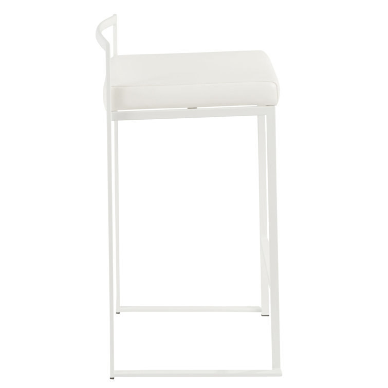 Contemporary Fuji 31" White Faux Leather Counter Stool