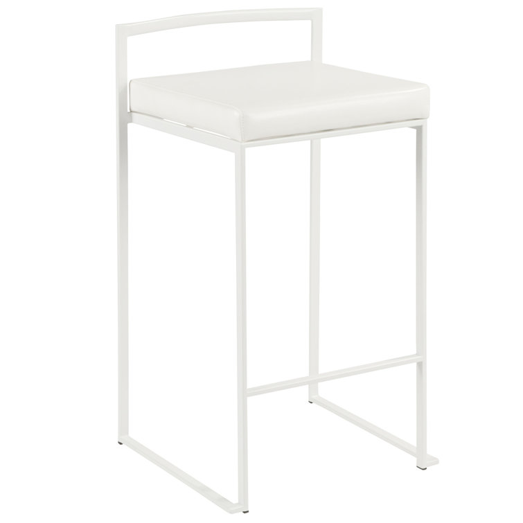 Contemporary Fuji 31" White Faux Leather Counter Stool
