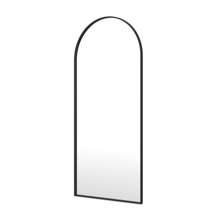 Black Arched Full Length Wood Mirror, 67" x 30"
