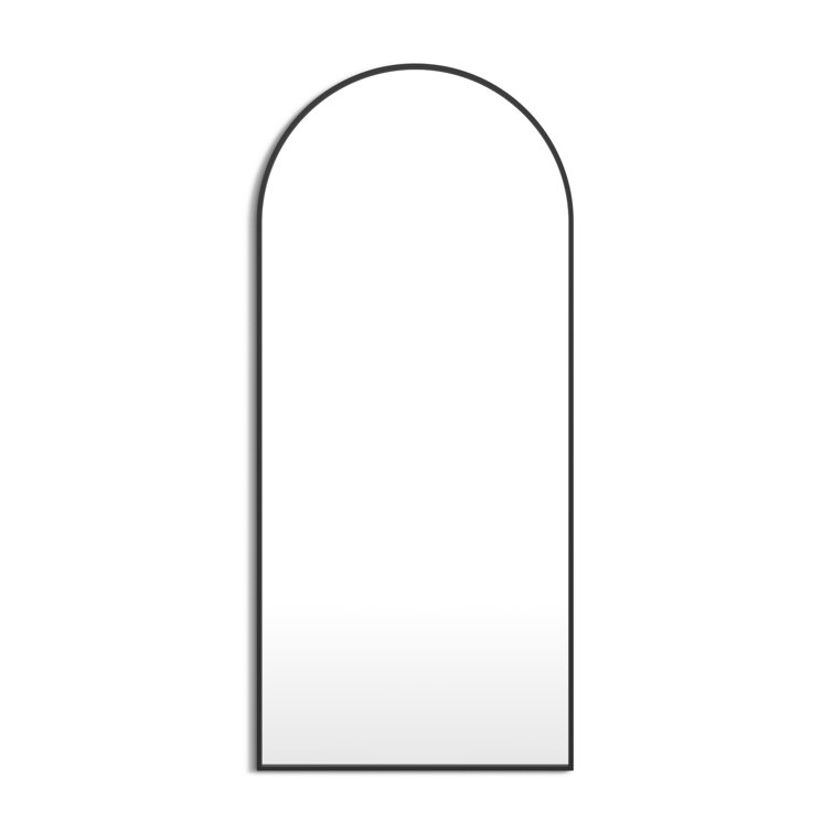 Black Arched Full Length Wood Mirror, 67" x 30"