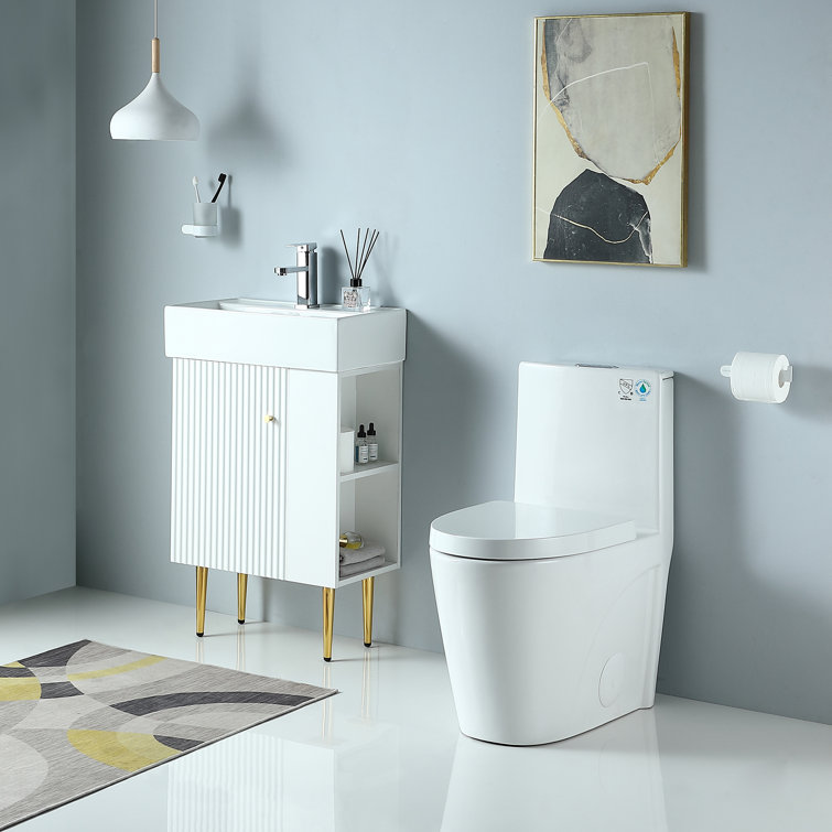 Glossy White Dual Flush Comfort Height One-Piece Toilet