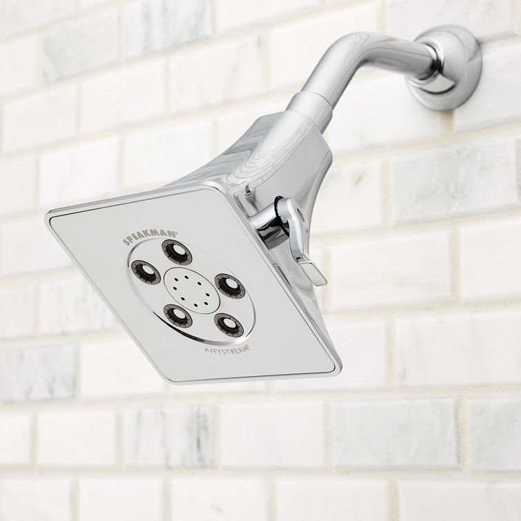 Polished Chrome Adjustable Square Wall Mounted Shower Head