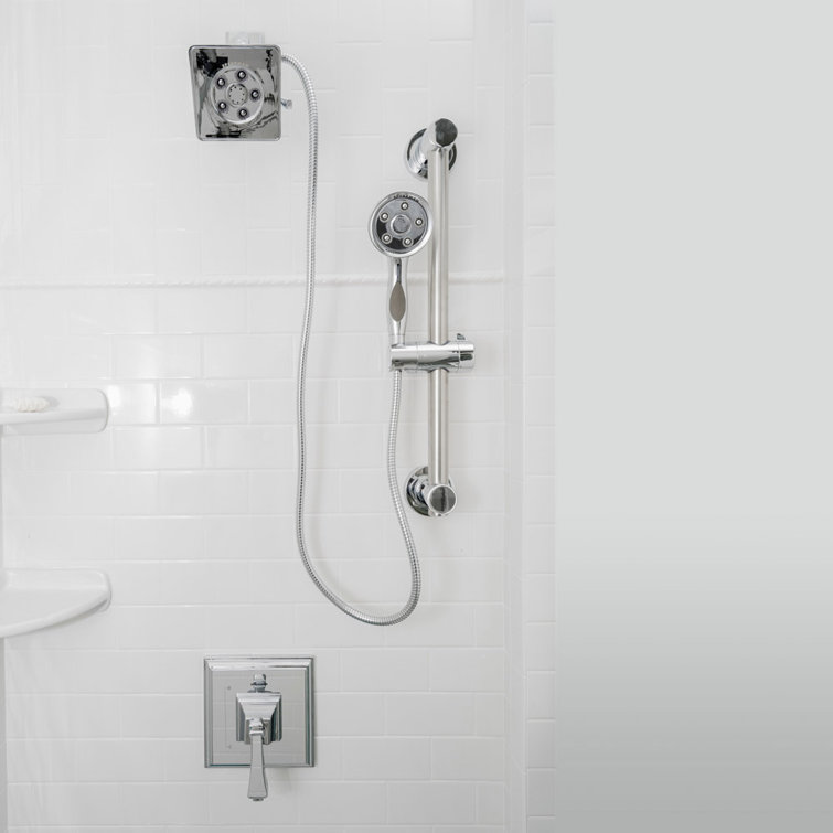 Polished Chrome Adjustable Square Wall Mounted Shower Head
