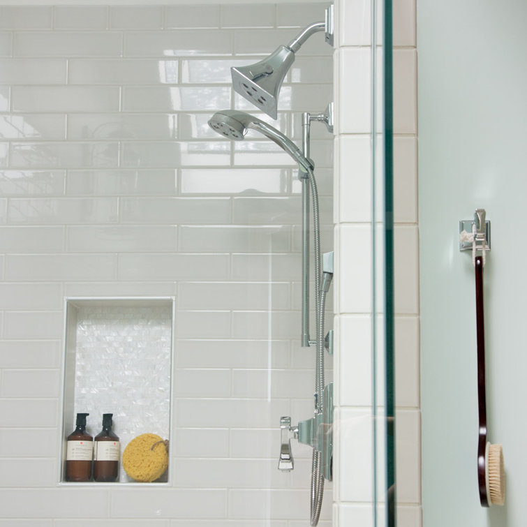 Polished Chrome Adjustable Square Wall Mounted Shower Head