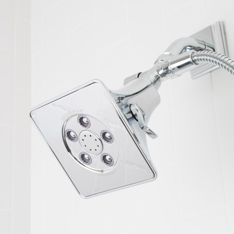Polished Chrome Adjustable Square Wall Mounted Shower Head