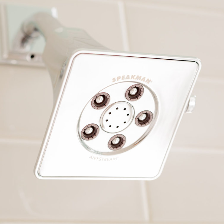 Polished Chrome Adjustable Square Wall Mounted Shower Head
