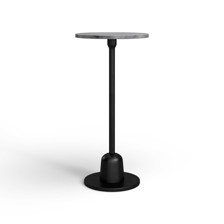 Black Marble Top Round Pedestal End Table