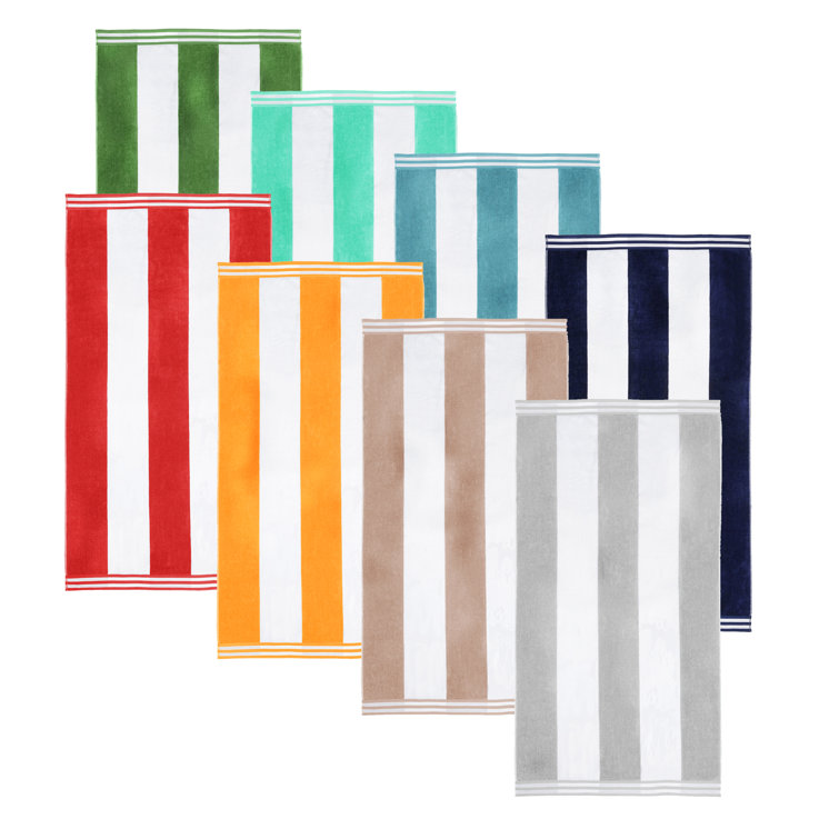 Turquoise and White Oversized Cotton Cabana Stripe Beach Towels