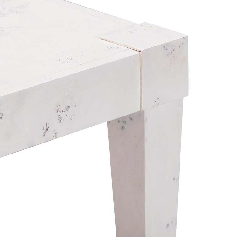 White Acacia Wood Writing Desk with Brass Accents
