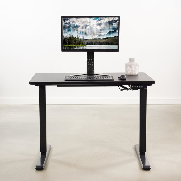 Sleek Black 43"x24" Universal Sit-Stand Desk Top