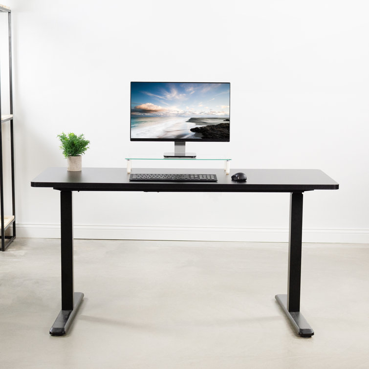 59-Inch Black Particle Board Sit-Stand Desk Top