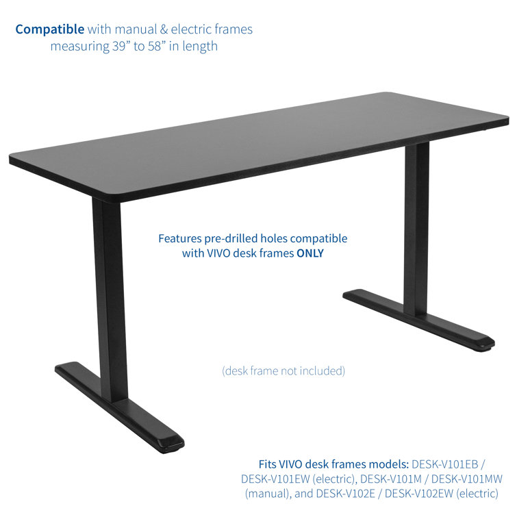 59-Inch Black Particle Board Sit-Stand Desk Top