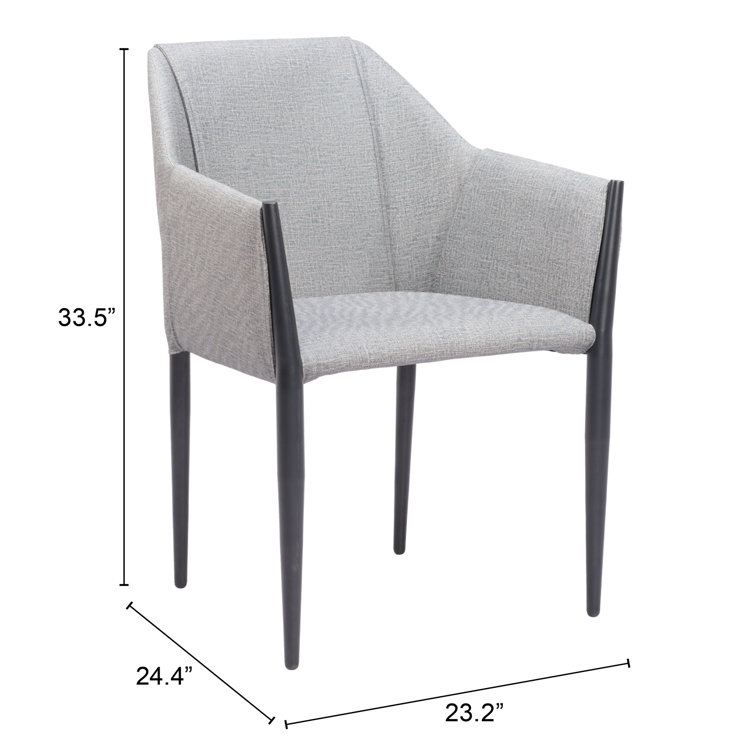 Slate Gray Upholstered Arm Chair with Metal Legs