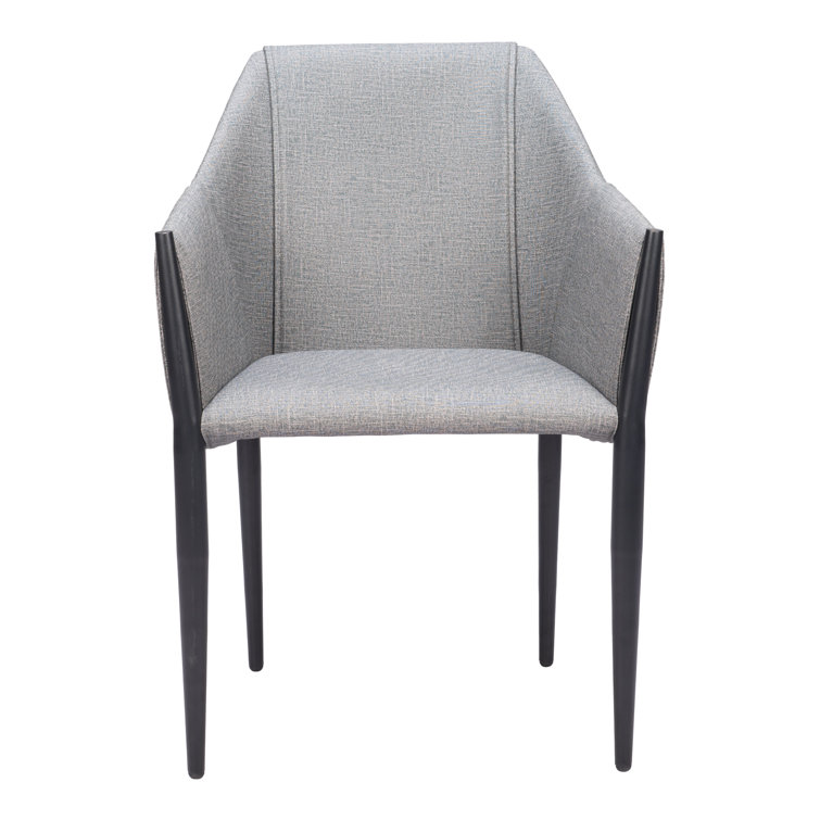 Slate Gray Upholstered Arm Chair with Metal Legs