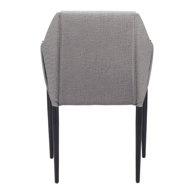 Slate Gray Upholstered Arm Chair with Metal Legs