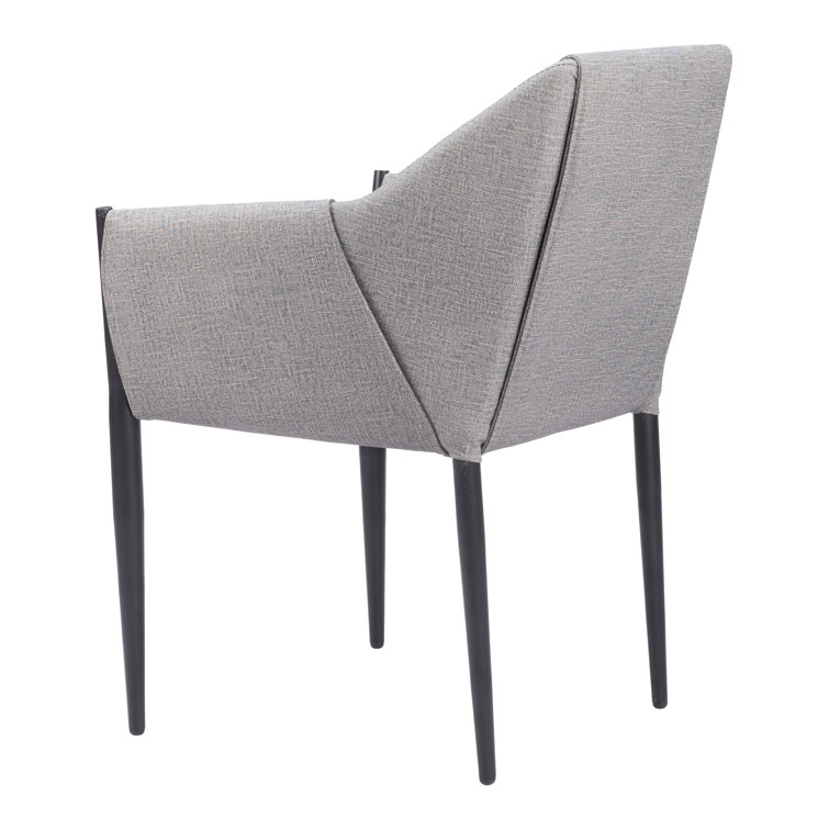 Slate Gray Upholstered Arm Chair with Metal Legs