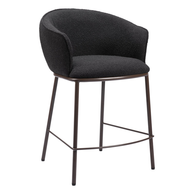 Essen Black Teddy Fabric and Bronze Counter Stool