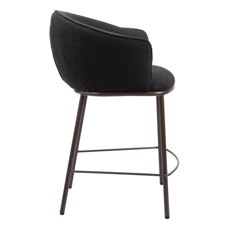 Essen Black Teddy Fabric and Bronze Counter Stool