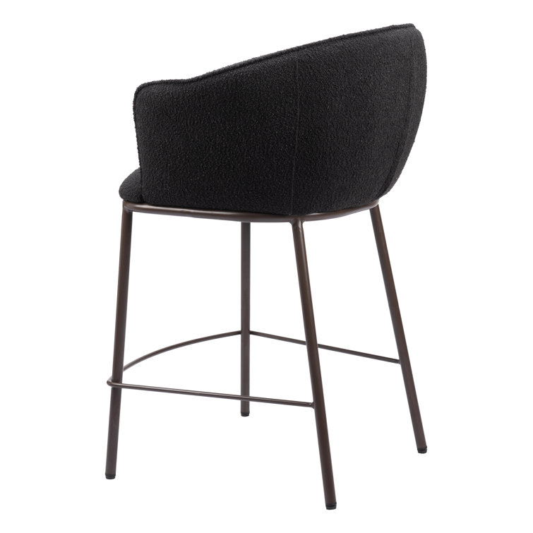 Essen Black Teddy Fabric and Bronze Counter Stool