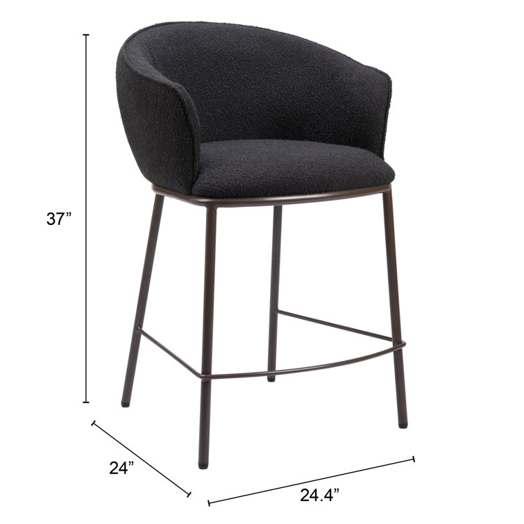 Essen Black Teddy Fabric and Bronze Counter Stool