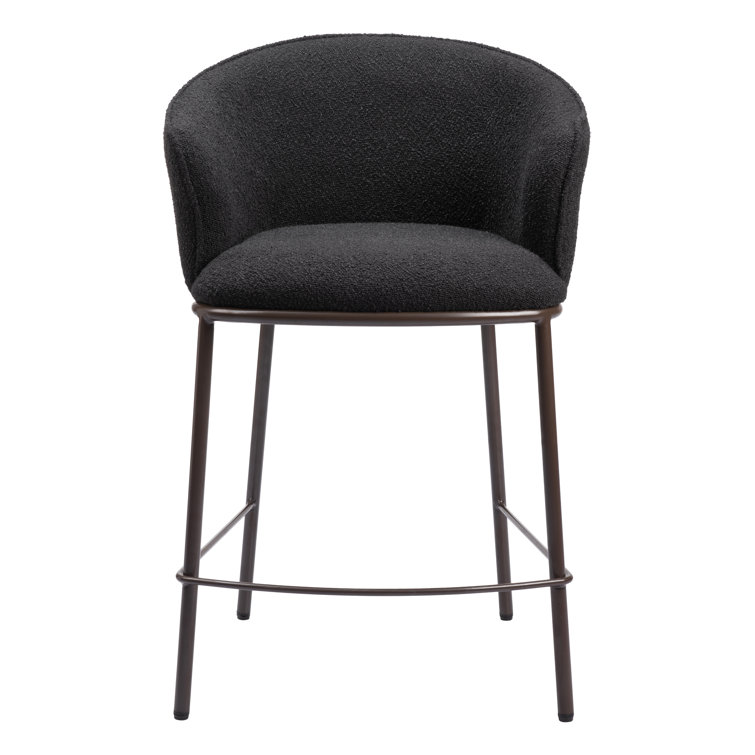 Essen Black Teddy Fabric and Bronze Counter Stool