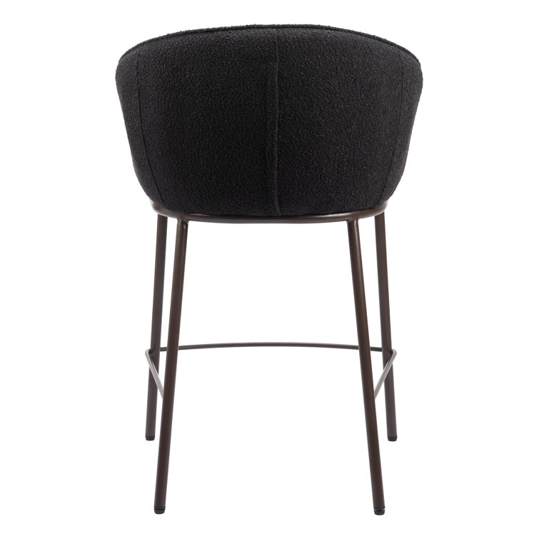 Essen Black Teddy Fabric and Bronze Counter Stool