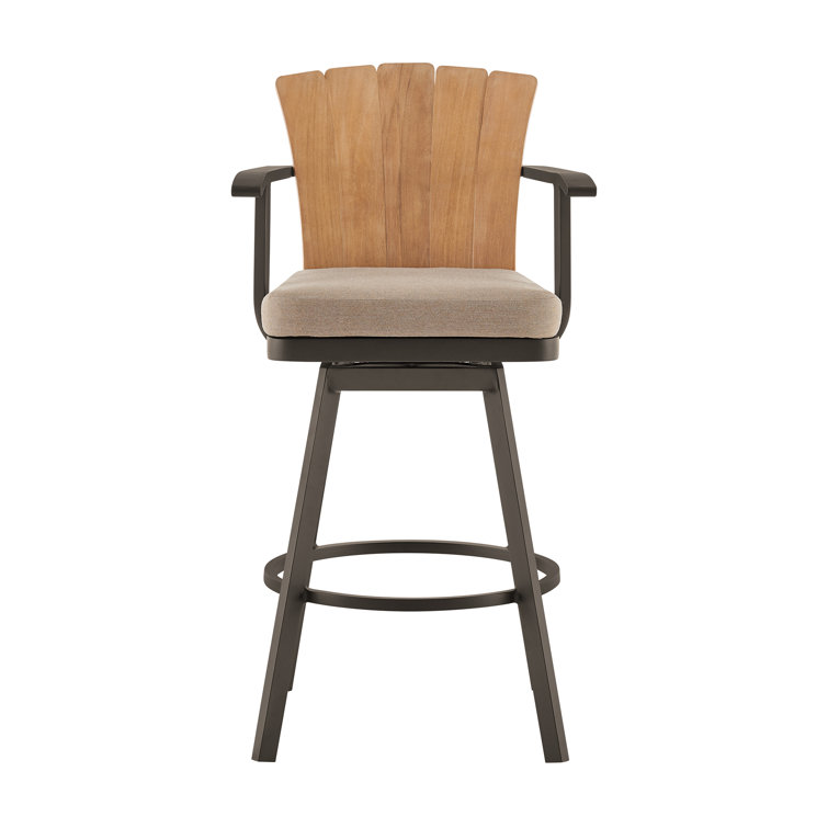 Hazel Teak and Aluminum Outdoor Swivel Chair with Cushion