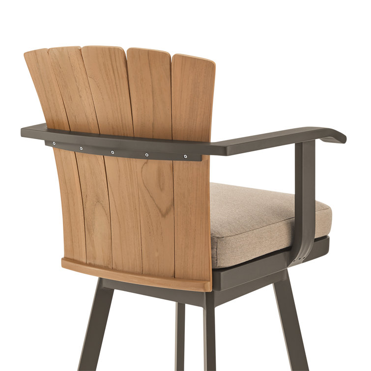 Hazel Teak and Aluminum Outdoor Swivel Chair with Cushion