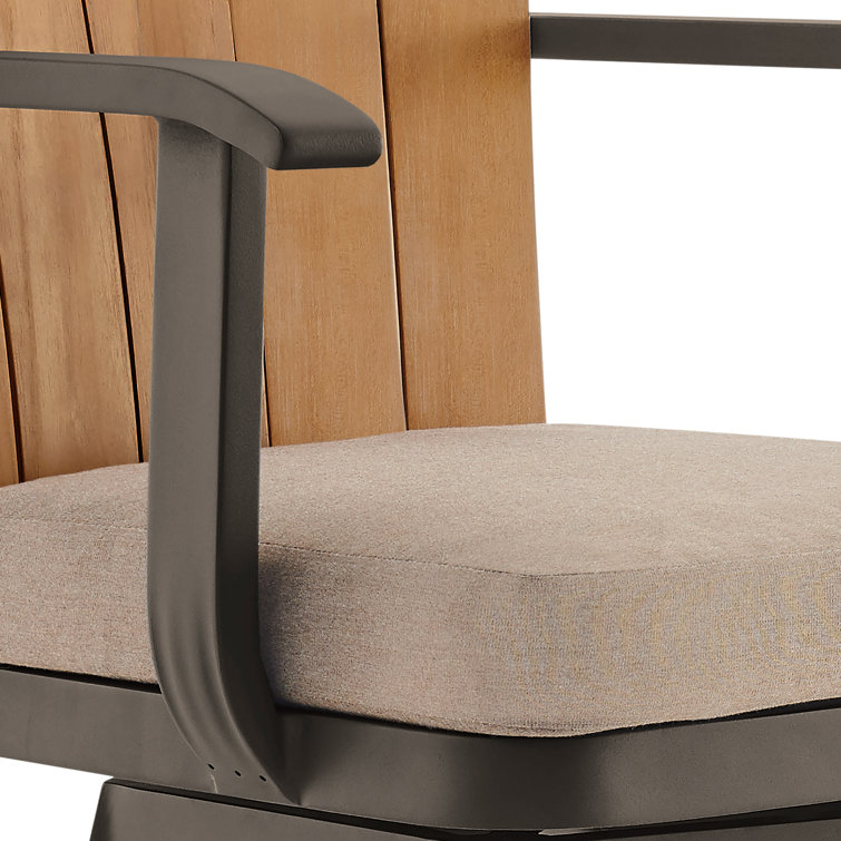 Hazel Teak and Aluminum Outdoor Swivel Chair with Cushion