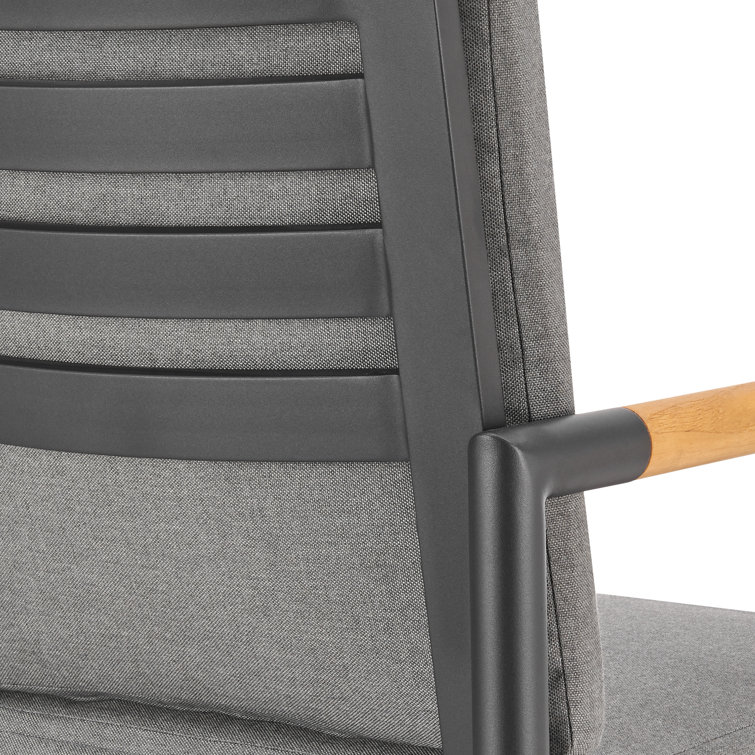 Gray Aluminum Swivel Outdoor Bar Stool with Cushions