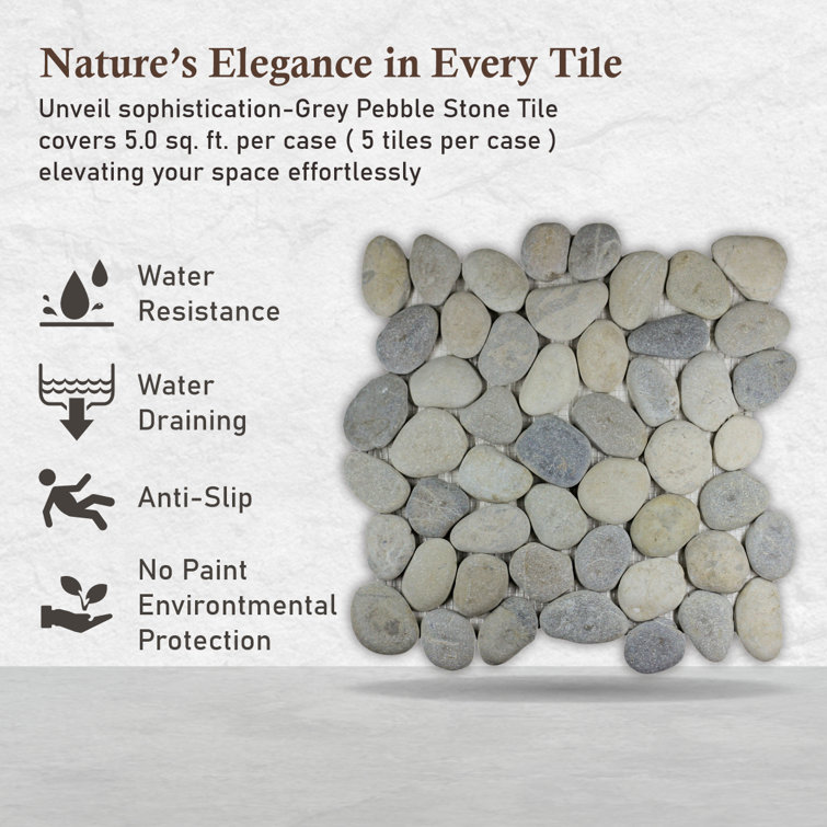 Gray Natural Stone Pebble Mosaic Tile for Indoor and Outdoor