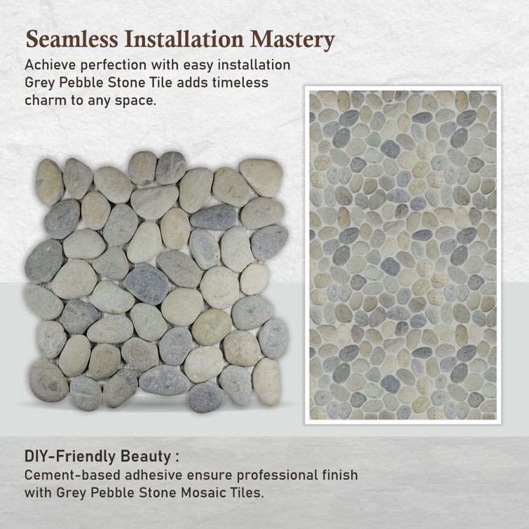 Gray Natural Stone Pebble Mosaic Tile for Indoor and Outdoor